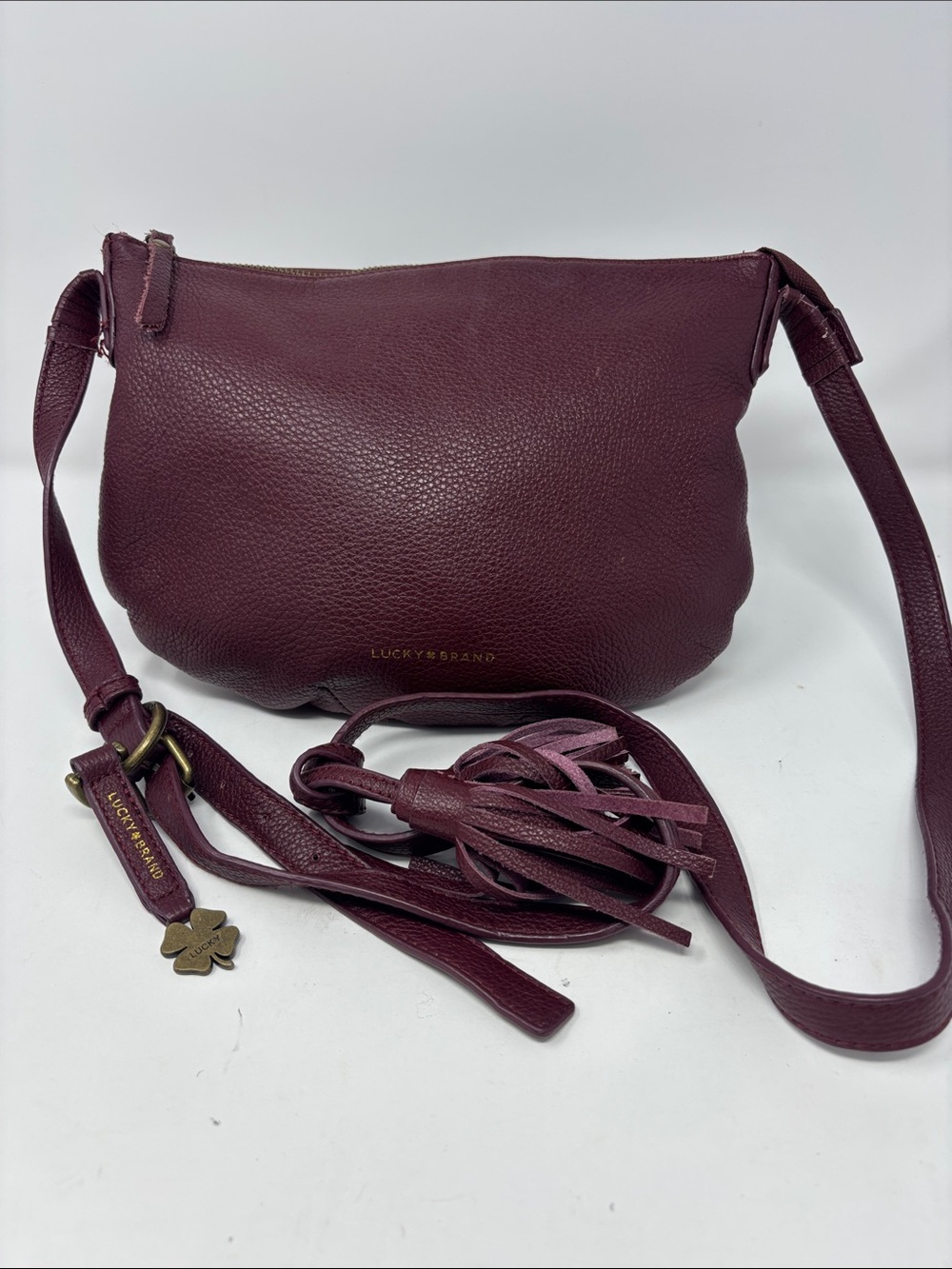 Lucky Brand | Plum Pebbled Leather Crossbody with Tassel